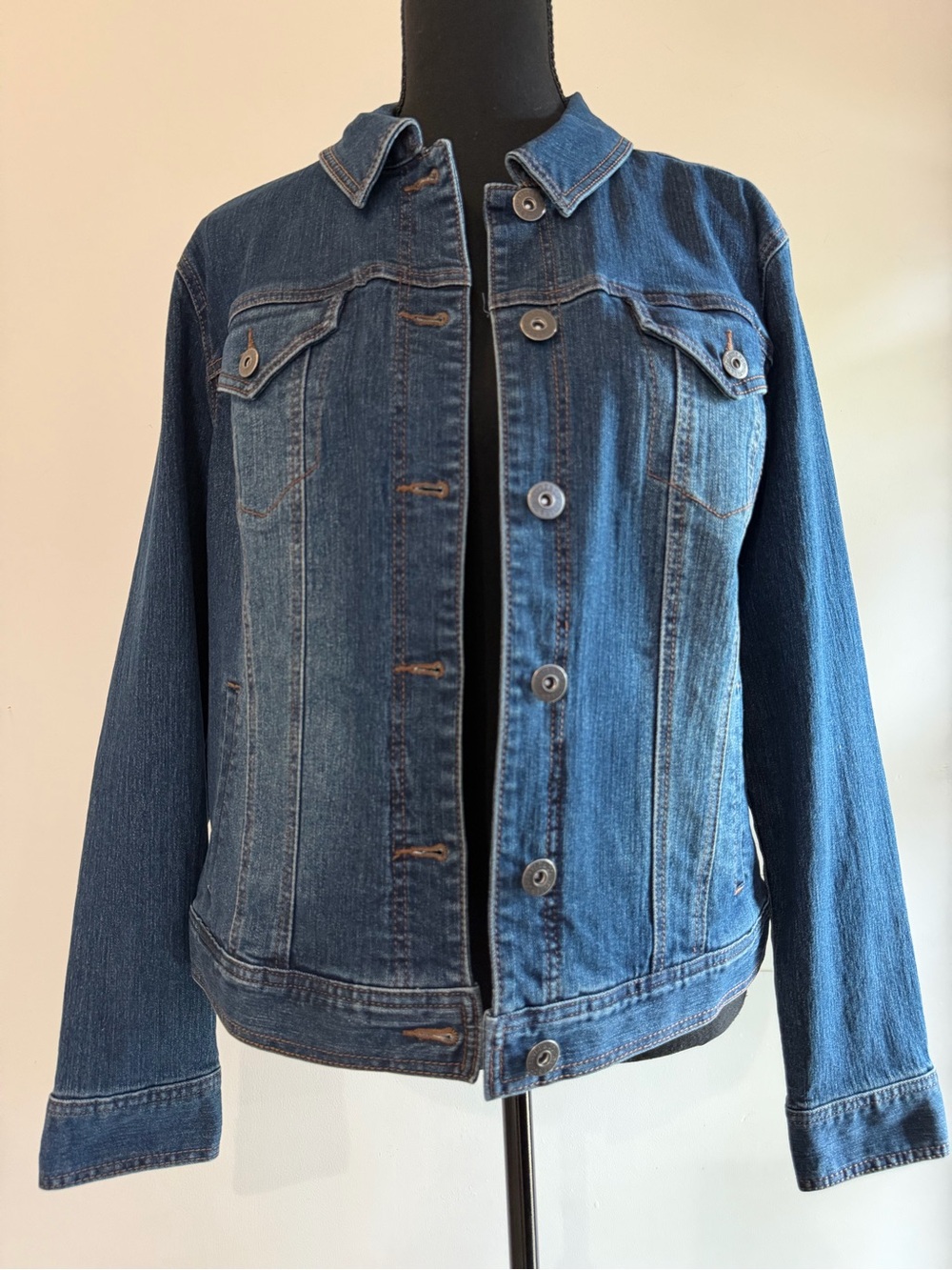 Style & Co Denim Jacket Women's Large Classic Blue Jean Jacket